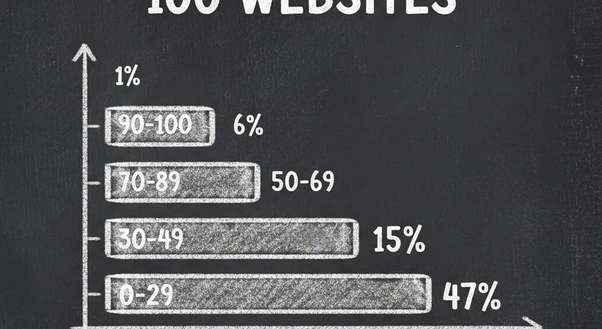 Data report showing 100 websites scanned with AI visibility distribution