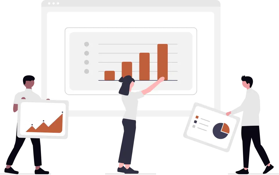 Illustration showing client assessment data and scoring insights for coaching workflows