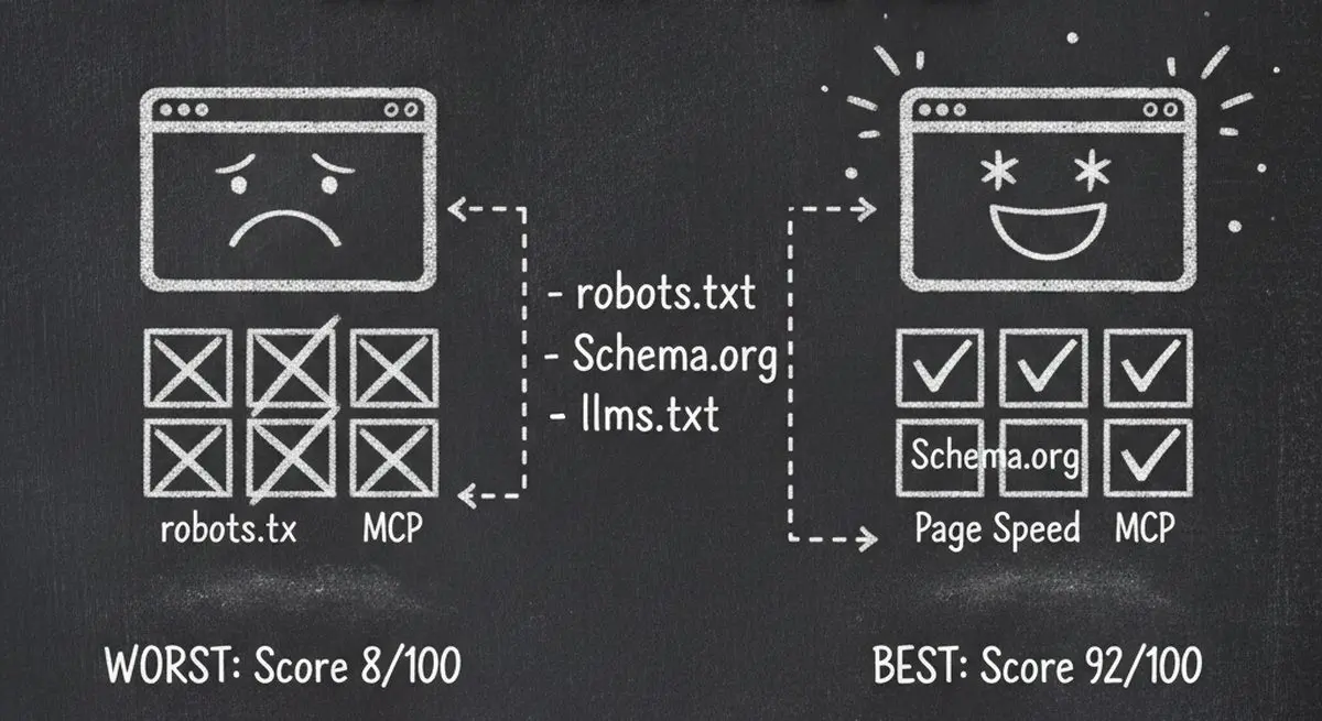 Comparison of best-scoring vs worst-scoring websites