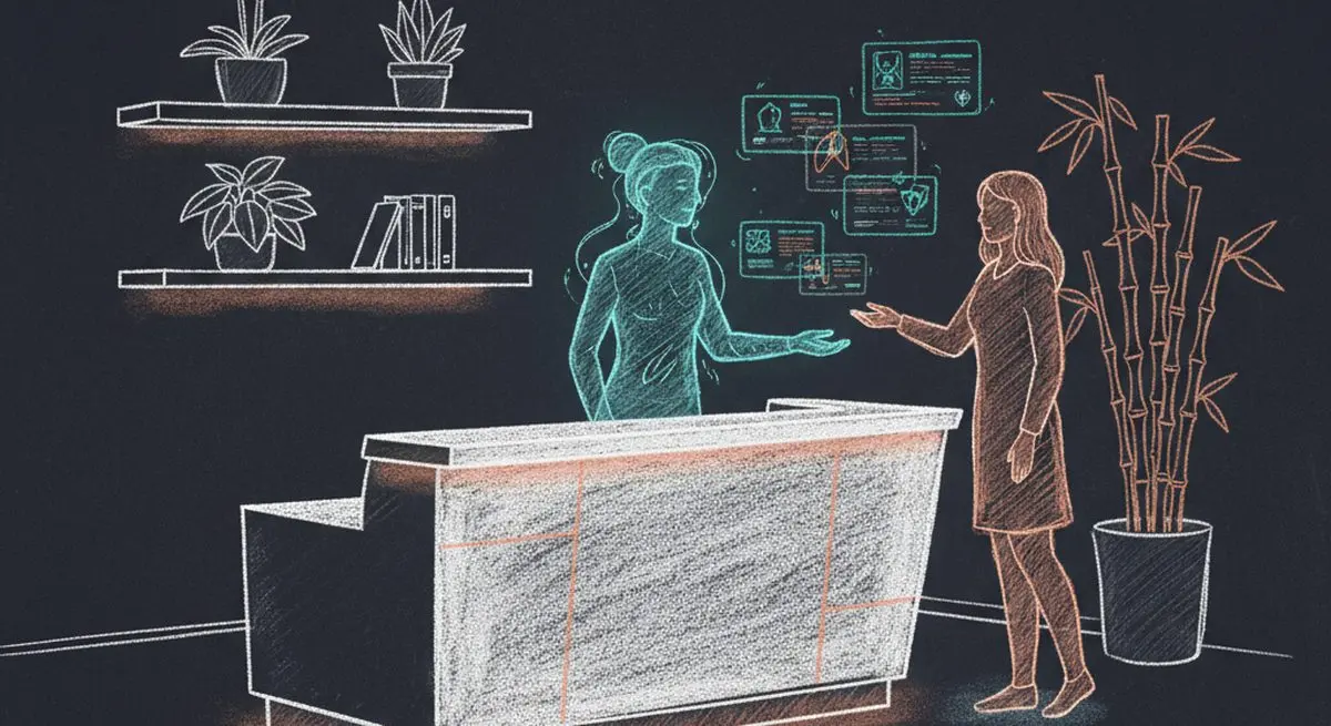 AI agent booking at modern spa reception