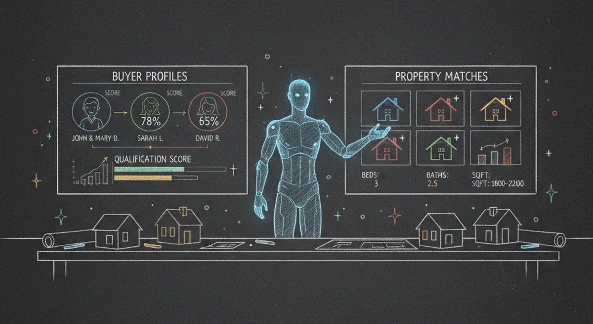 AI agent qualifying home buyers at a modern real estate office