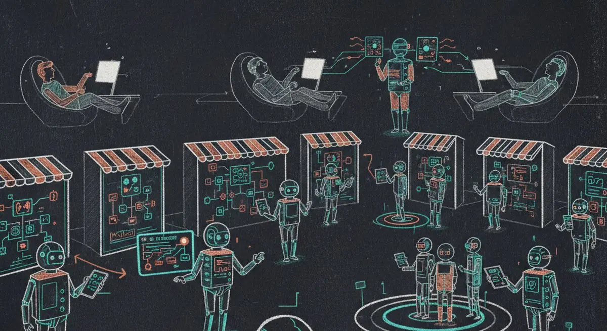 AI agents browsing marketplace and booking services