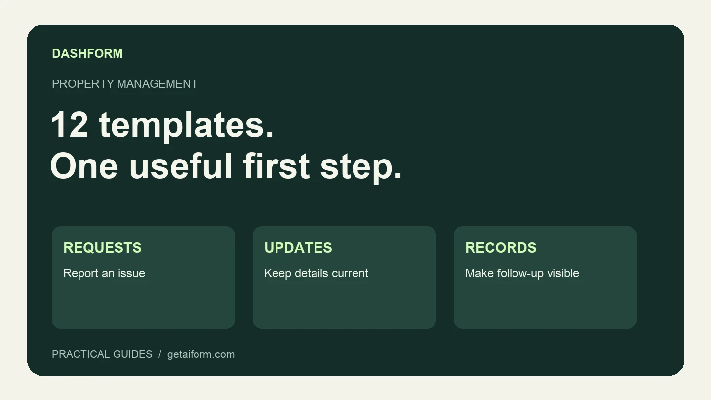 Property management templates for requests, information updates, and inspection records
