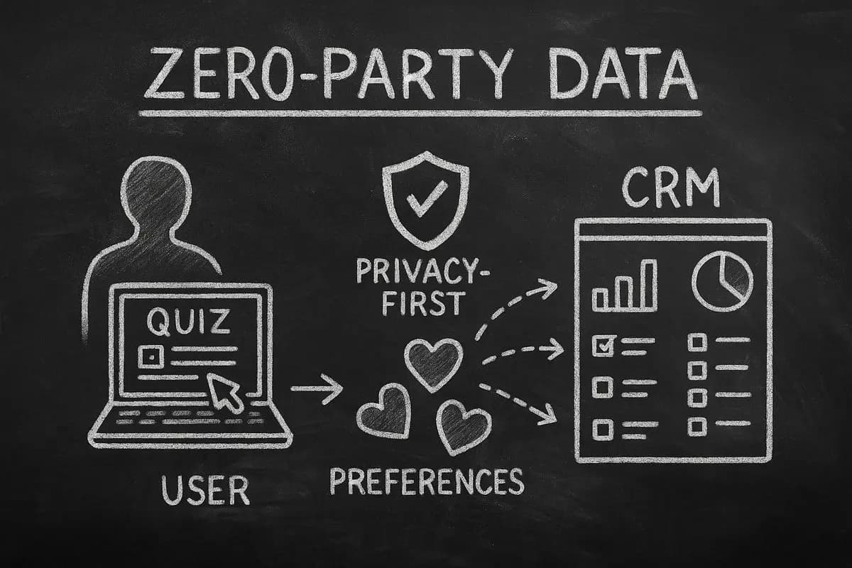 Zero-party data collection guide showing privacy-first lead generation with AI-powered quizzes and forms