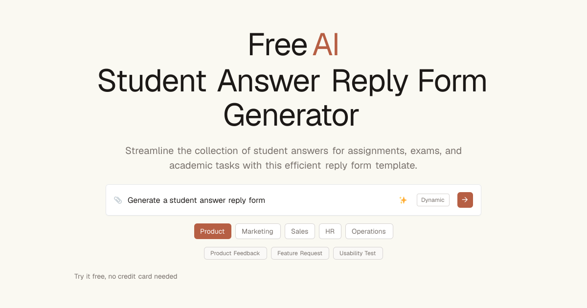 Free Student Answer Reply Form AI Generator | Dashform