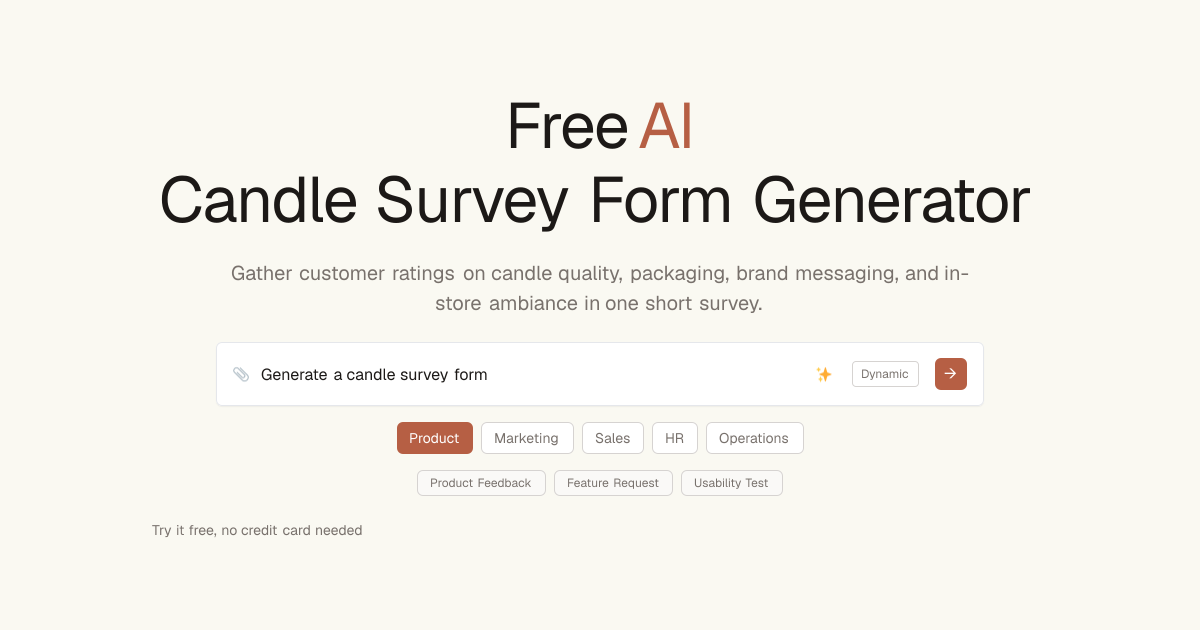 Free Candle Survey AI Generator | Dashform AI Forms