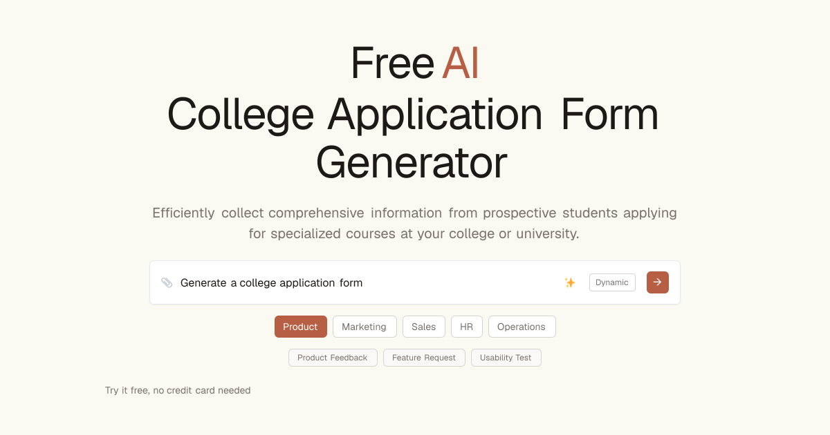 Free College Application Form AI Generator | Dashform