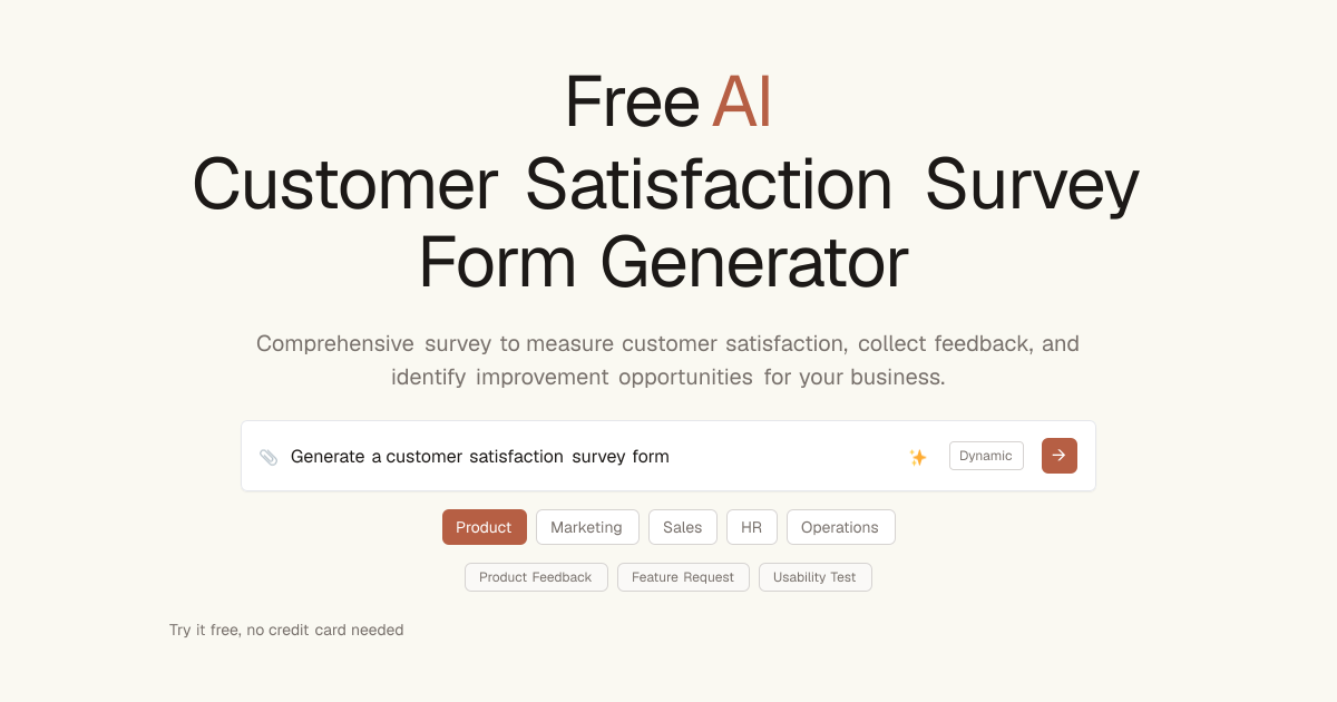 Free Customer Satisfaction Survey Template AI Generator | Dashform