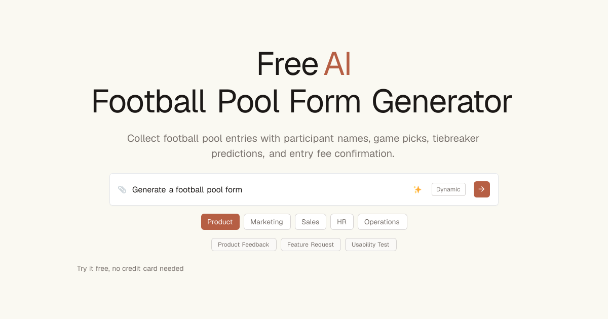 Free Football Pool Template AI Generator | Dashform