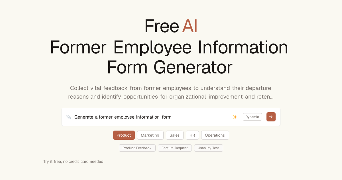 Free Former Employee Information Form AI Generator | Dashform