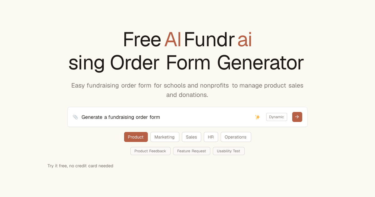 Free Fundraising Order Form Template AI Generator | Dashform AI Forms