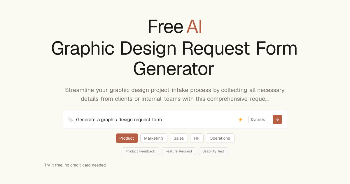 Free Graphic Design Request AI Generator | Dashform