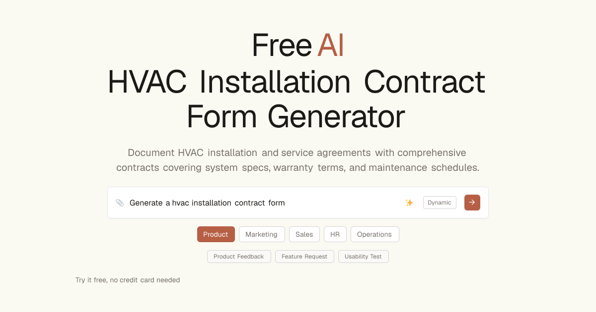 Free HVAC Installation Contract AI Generator | Dashform
