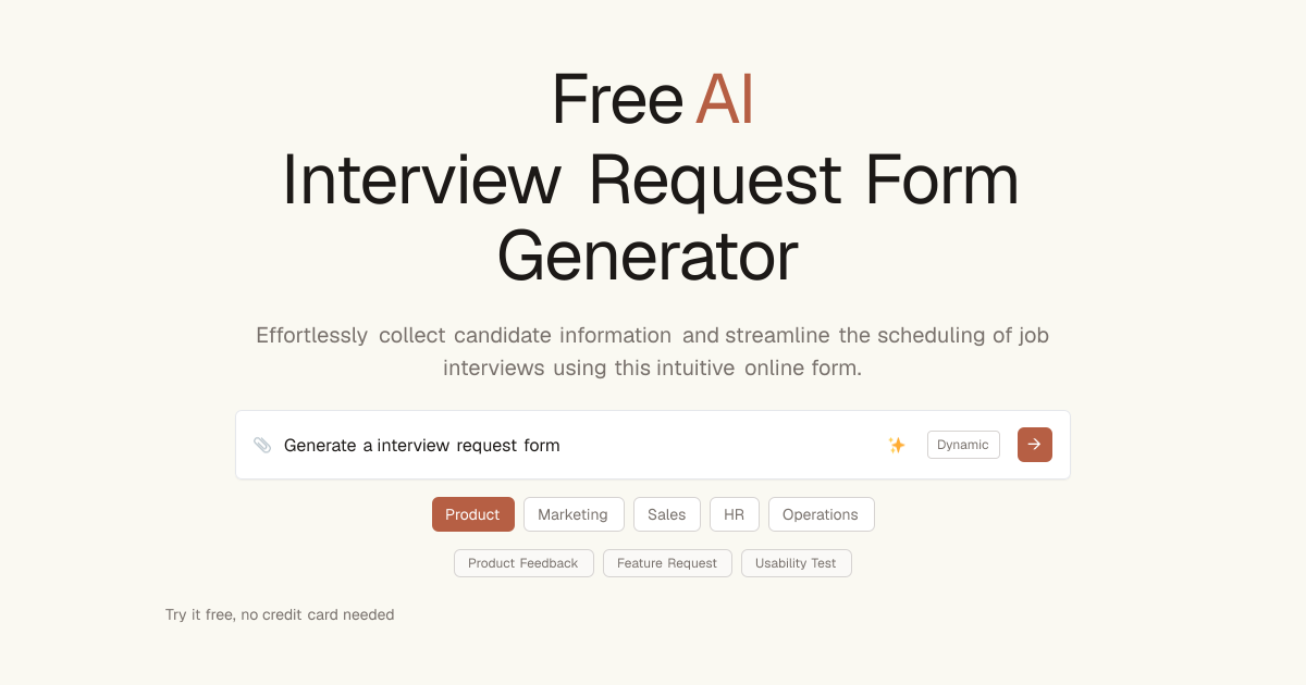Free Interview Request Form AI Generator | Dashform