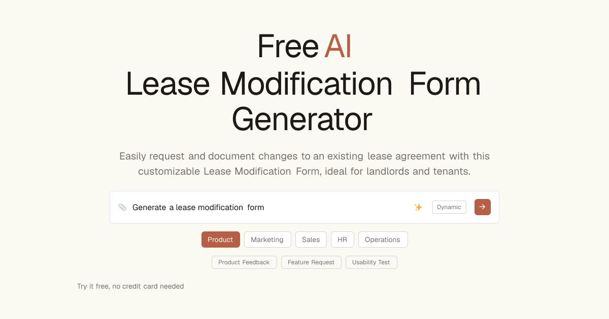 Free Lease Modification Form AI Generator | Dashform