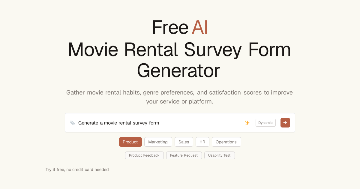Free Movie Rental Survey AI Generator | Dashform