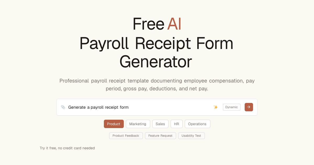 Free Payroll Receipt Template AI Generator | Dashform