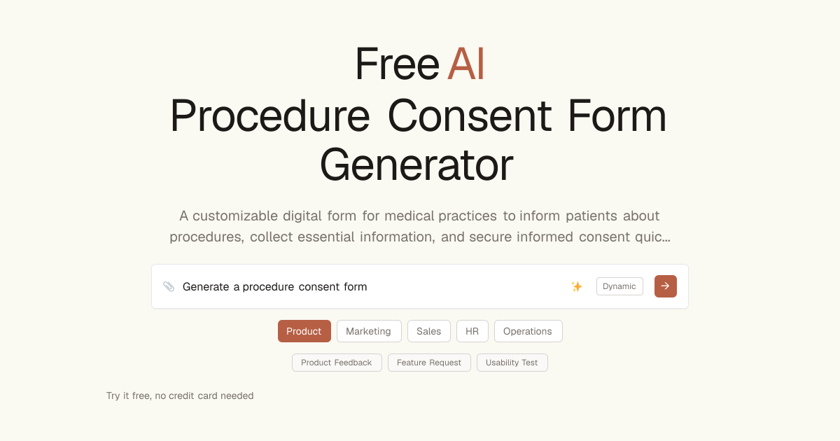 Free Procedure Consent Form AI Generator | Dashform