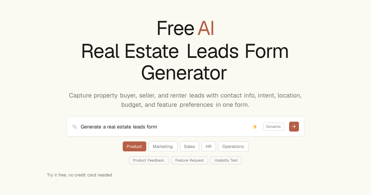 Free Real Estate Leads Form AI Generator