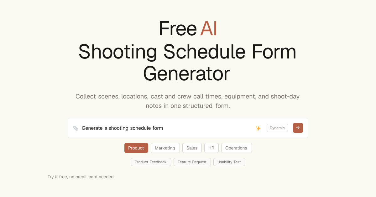 Free Shooting Schedule Template AI Generator | Dashform