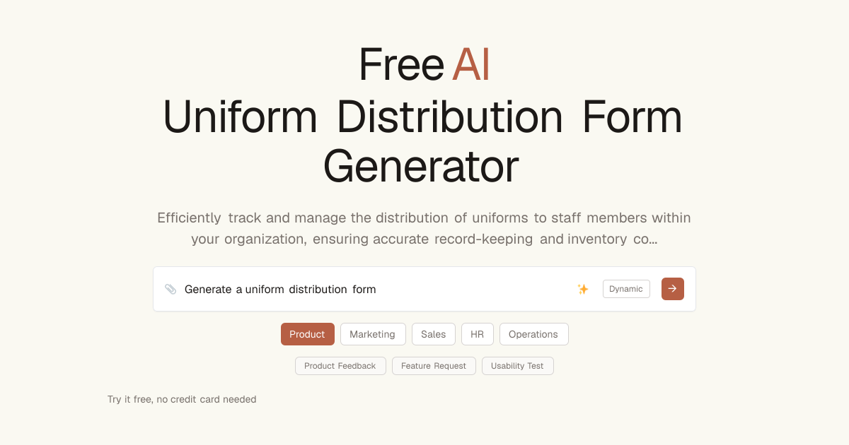 Free Uniform Distribution Form AI Generator | Dashform