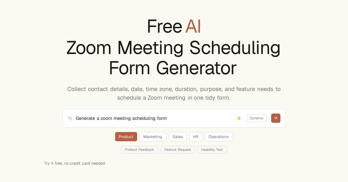 Free Zoom Meeting Scheduling Form AI Generator