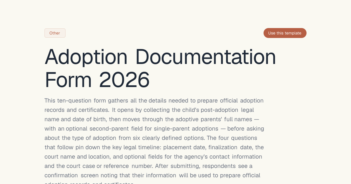 Adoption Documentation Form 2026 | Dashform