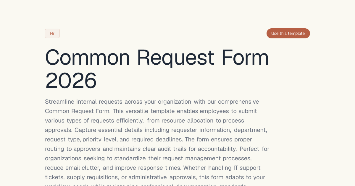 Common Request Form 2026 | Dashform AI Forms