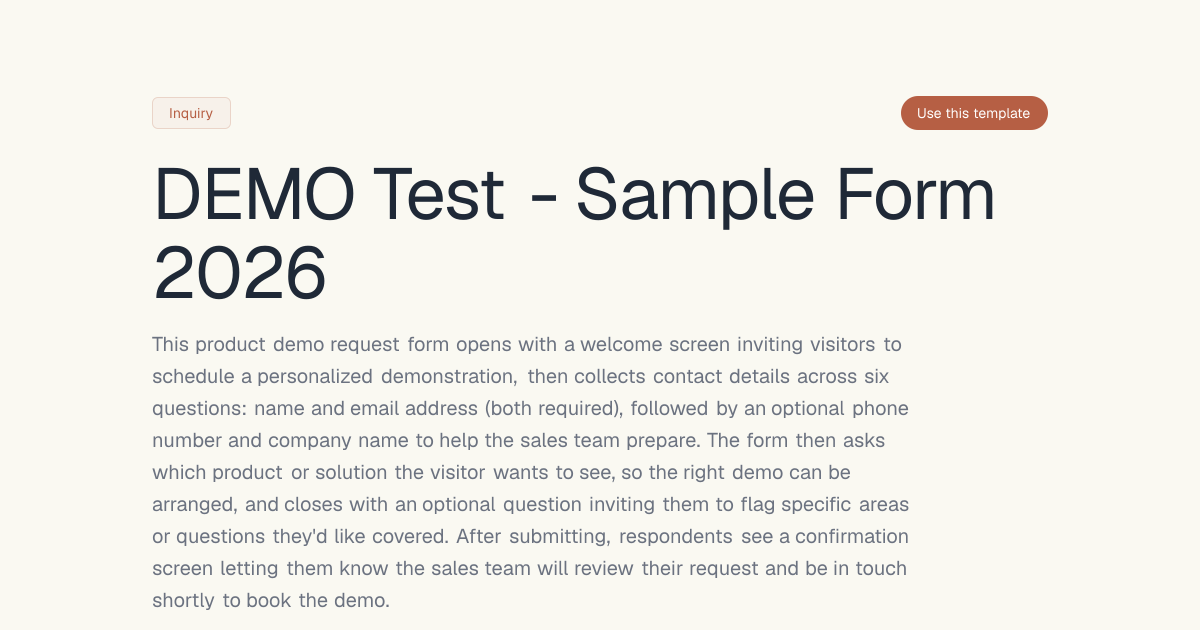 DEMO Test - Sample Form 2026 | Dashform