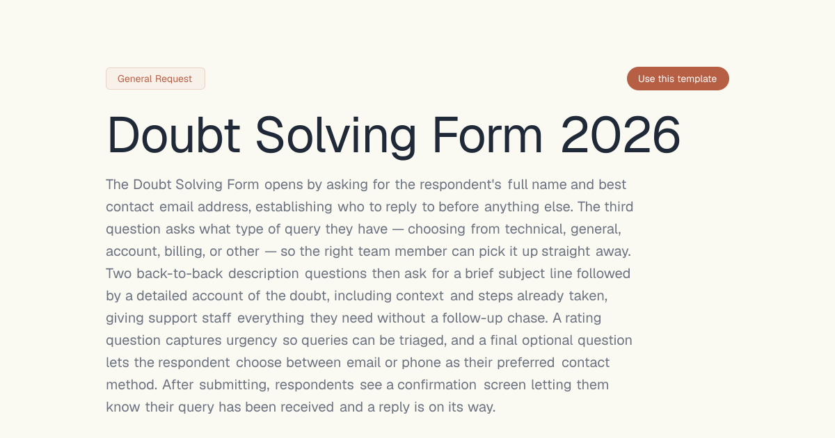 Doubt Solving Form 2026 | Dashform