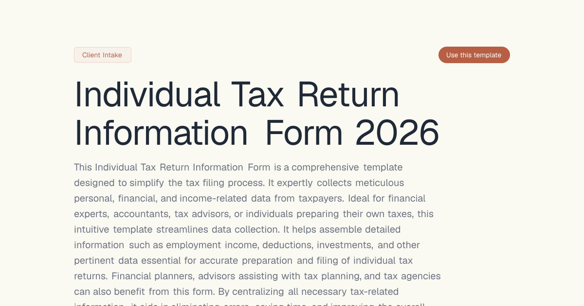 Individual Tax Return Information Form 2026 | Dashform