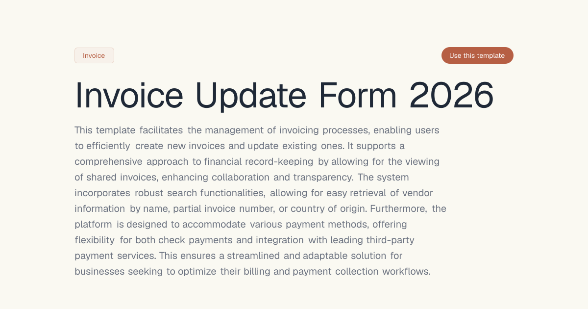 Invoice Update Form 2026 | Dashform