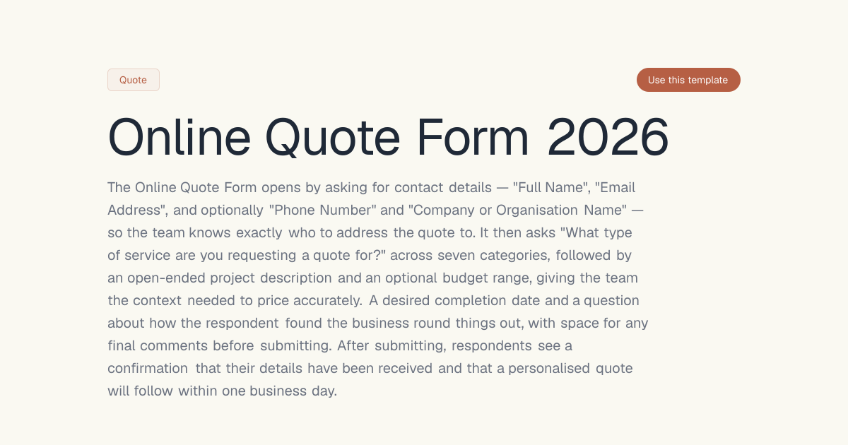 Online Quote Form | Dashform