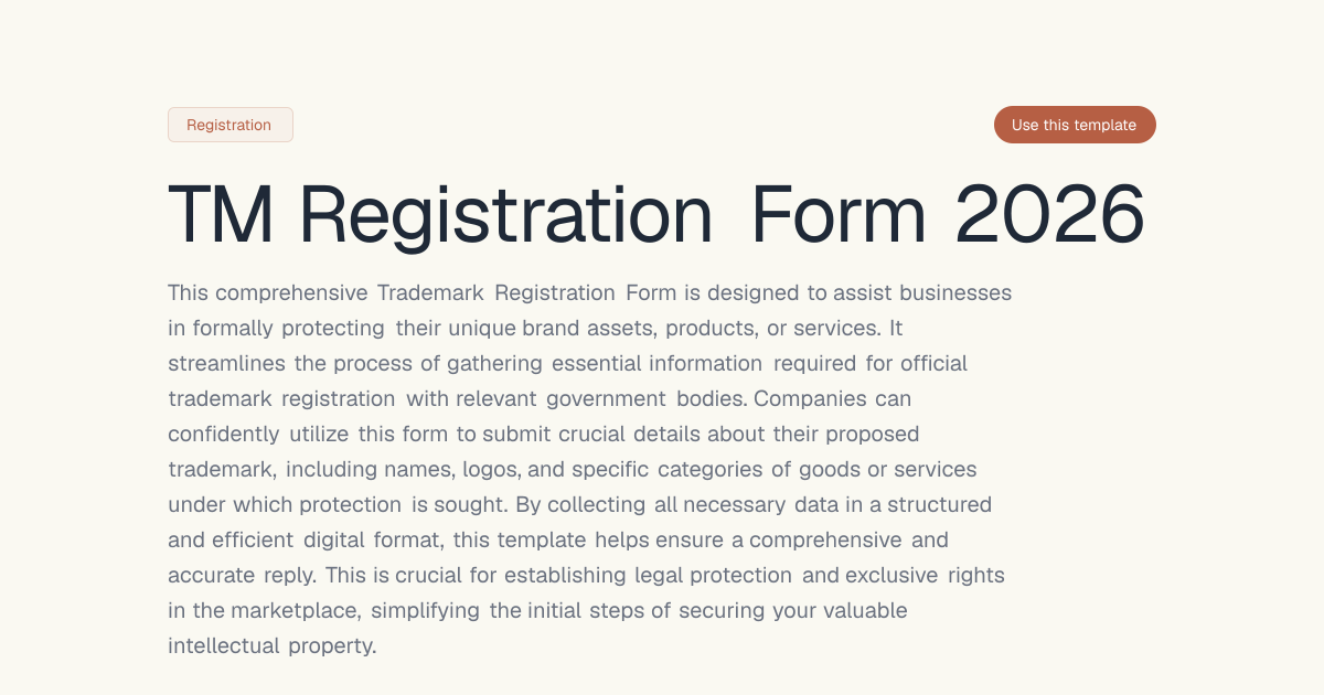 TM Registration Form 2026 | Dashform