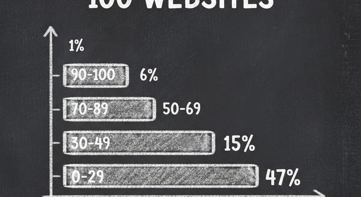 Data report showing 100 websites scanned with AI visibility distribution