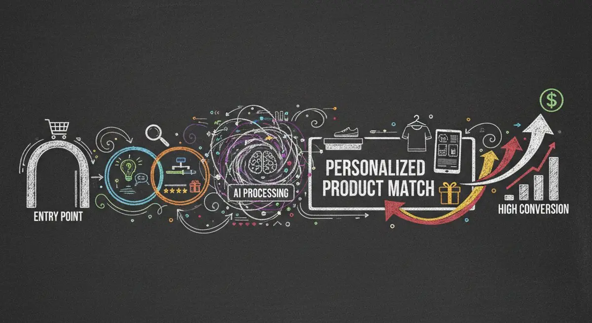Customer journey through AI recommendation quiz