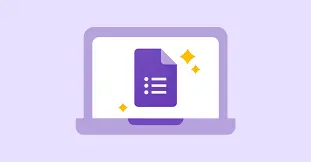 Laptop screen with a purple form icon and three sparkles.